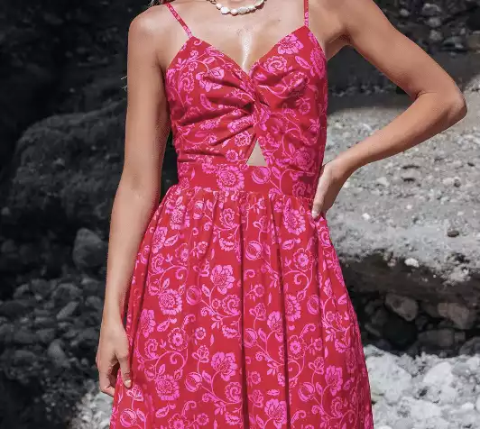Pink Boho Sweetheart Maxi Dress